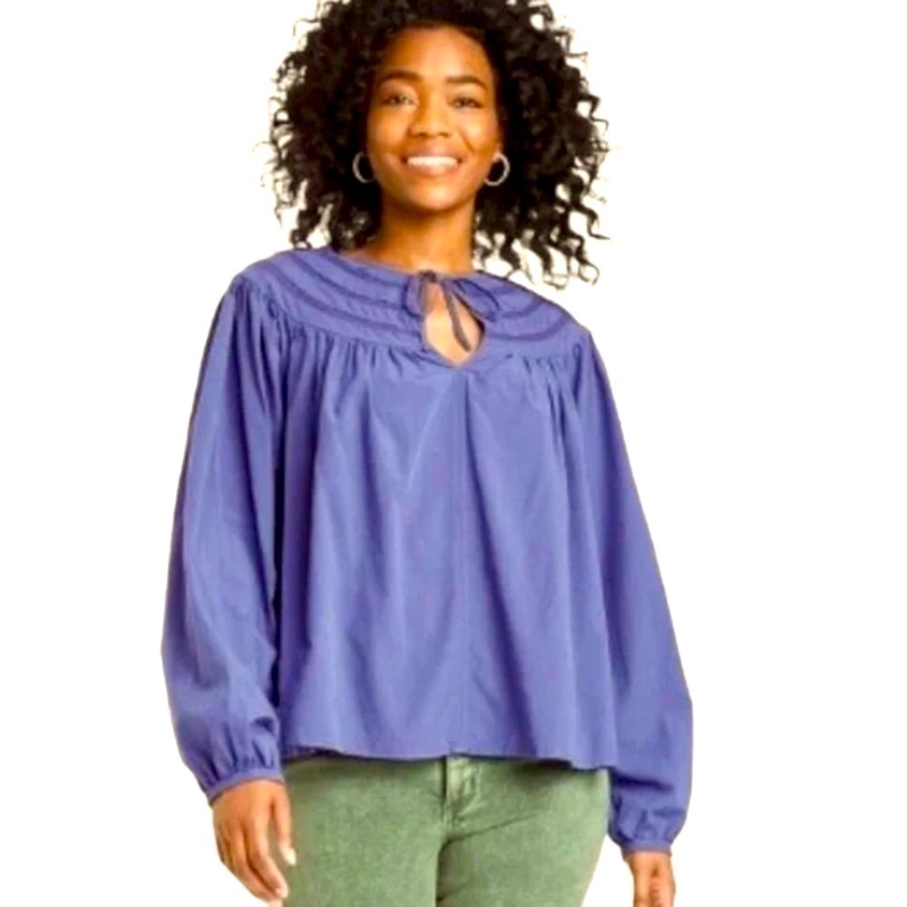Universal Thread Top Women’s Peasant L/S Boho Cornflower Blue Size-XS NWT